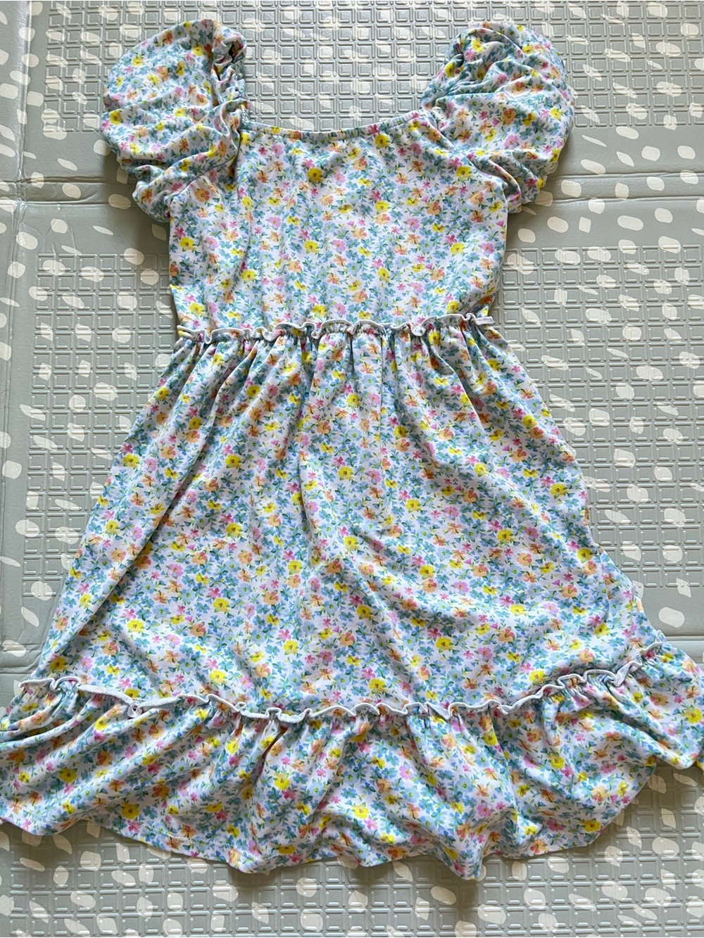 Girls' White Floral Ruffle Dress - Lightweight Summer Dress